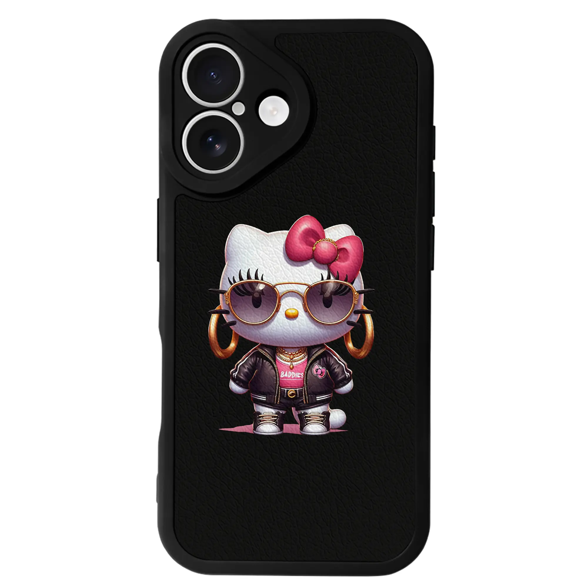 サンリオ グッズ,ハローキティ - IPhone 16シリーズ対応 ・ シリコンスマホケース ・ レザー調 ・ 高精度フィット ・ 耐衝撃 ・ ワイヤレス充電対応 ・ 精密カット